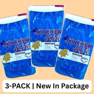 Jockey Women's Vintage Hipster Underwear Panty Size 6 Cotton Blue 3-pack USA Mid